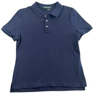 Lauren Ralph Lauren Navy Blue Slim Fit Cotton Polo Shirt Women’s L